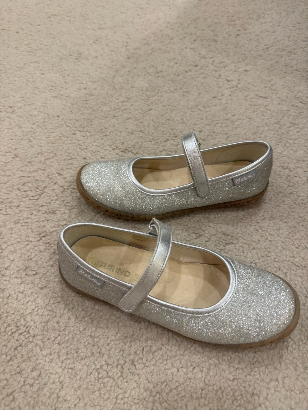 Naturino Girls Silver Glitter Mary Jane Shoes